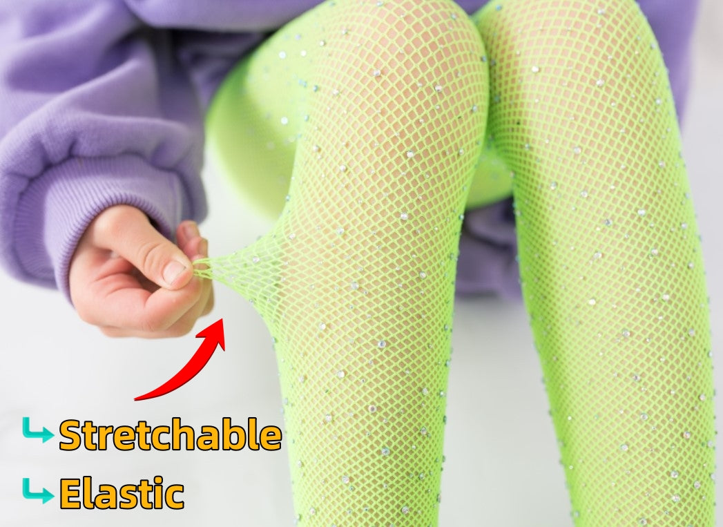 DANUOKU Mädchen-Strass-Fischernetz-Socken, 2 Stück, Strass-Socken, glitzernde Strumpfhosen