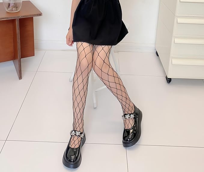 DANUOKU Mädchen-Strass-Fischernetz-Socken, 2 Stück, Strass-Socken, glitzernde Strumpfhosen