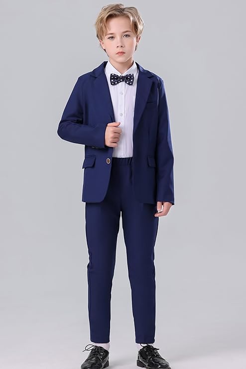 DANUOKU Boys Suit 2PCS with Suit Jackek and Pants,KidsTuxedo Formal Suit,Wedding Ring Bearer Outfit for 6-11Y