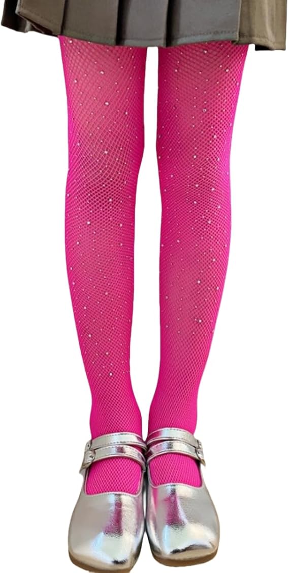 DANUOKU Mädchen-Strass-Fischernetz-Socken, 2 Stück, Strass-Socken, glitzernde Strumpfhosen