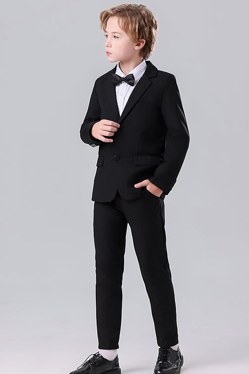 DANUOKU Boys Suit 2PCS with Suit Jackek and Pants,KidsTuxedo Formal Suit,Wedding Ring Bearer Outfit for 6-11Y