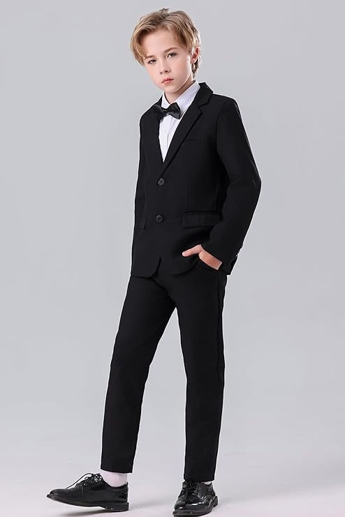 DANUOKU Boys Suit 2PCS with Suit Jackek and Pants,KidsTuxedo Formal Suit,Wedding Ring Bearer Outfit for 6-11Y