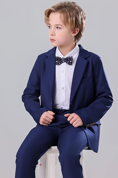 DANUOKU Boys Suit 2PCS with Suit Jackek and Pants,KidsTuxedo Formal Suit,Wedding Ring Bearer Outfit for 6-11Y