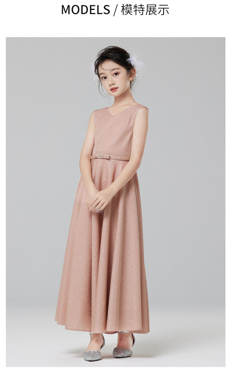 Girl's Princess Dress Pink - Flower Girl Dress, Wedding Party Gown, Kids Performance Outfit for Piano Recital, Host, Special Occasions