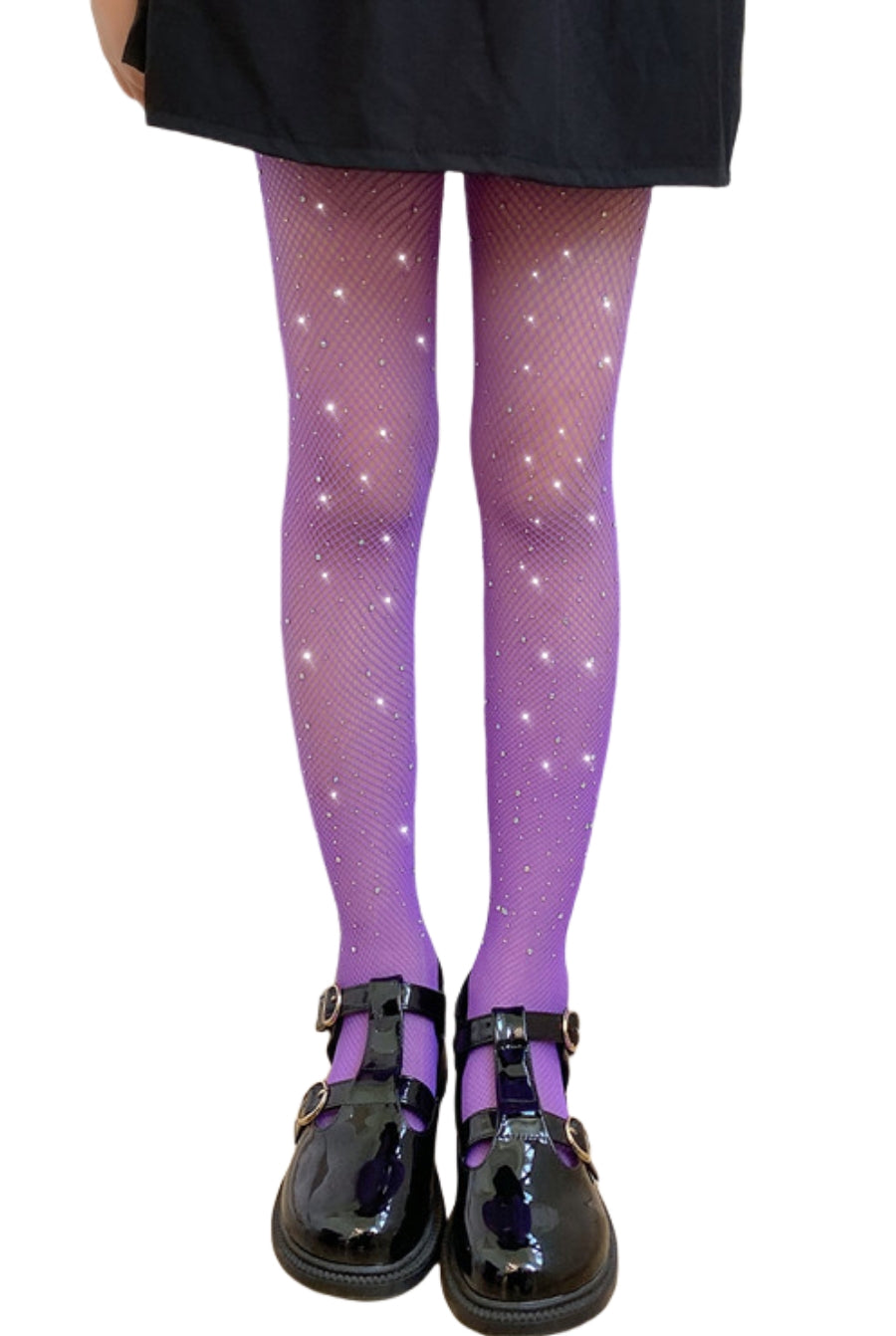 DANUOKU Mädchen-Strass-Fischernetz-Socken, 2 Stück, Strass-Socken, glitzernde Strumpfhosen