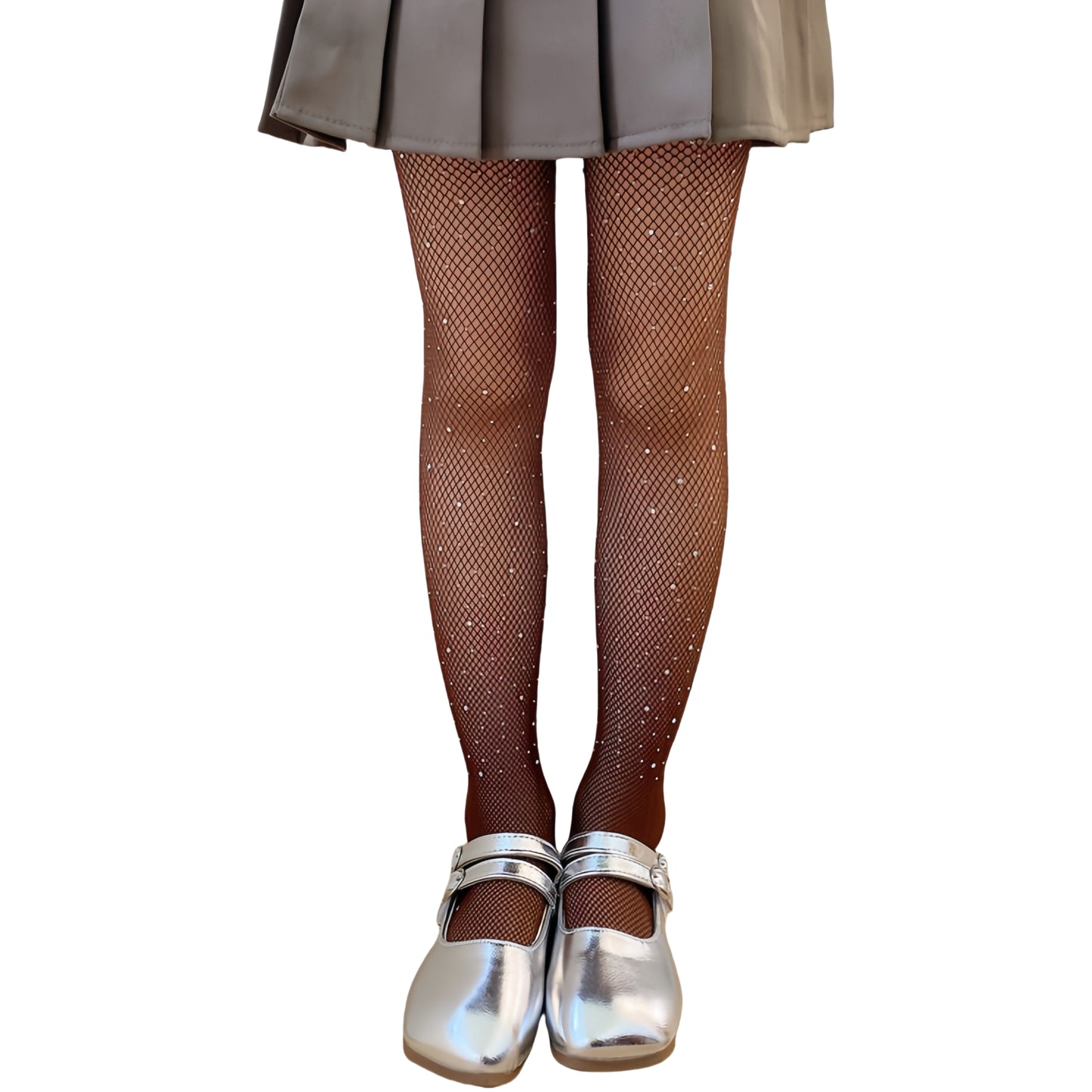 DANUOKU Mädchen-Strass-Fischernetz-Socken, 2 Stück, Strass-Socken, glitzernde Strumpfhosen