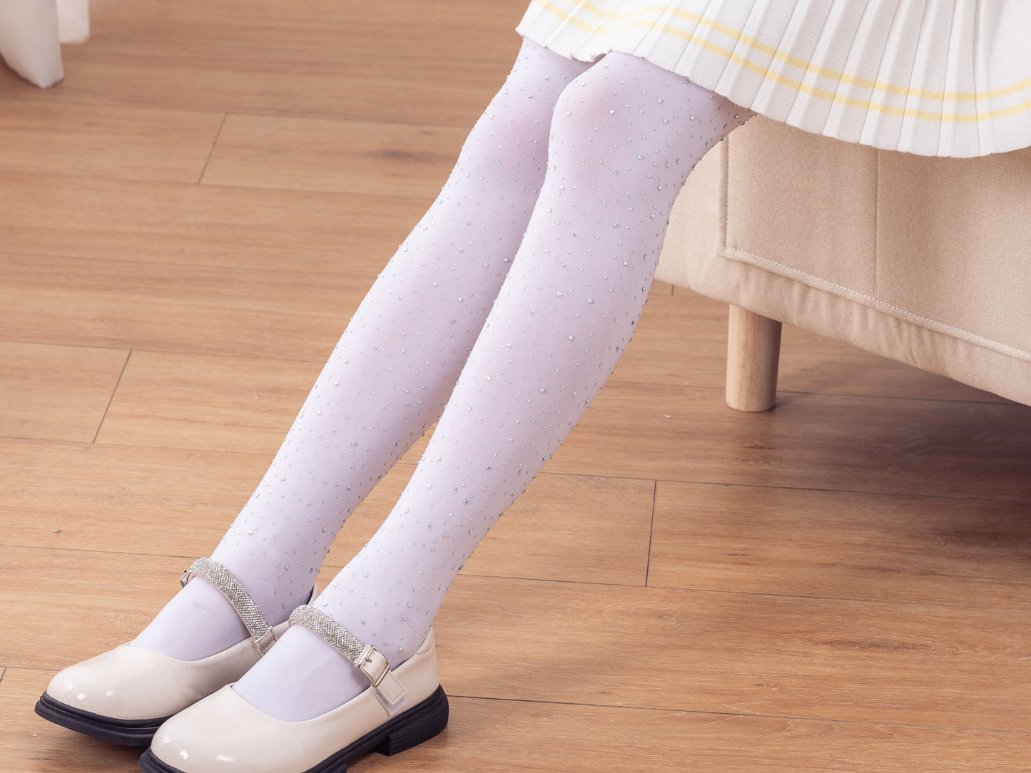 DANUOKU Mädchen-Strass-Fischernetz-Socken, 2 Stück, Strass-Socken, glitzernde Strumpfhosen