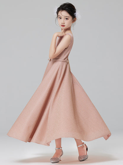 Girl's Princess Dress Pink - Flower Girl Dress, Wedding Party Gown, Kids Performance Outfit for Piano Recital, Host, Special Occasions