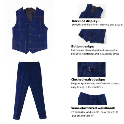 DANUOKU Boys' Suits 4PCs Vests Pants Shirts Bowtie Sets Child Tuxedos Outfits Suitable for Boys Aged 4-10 Years