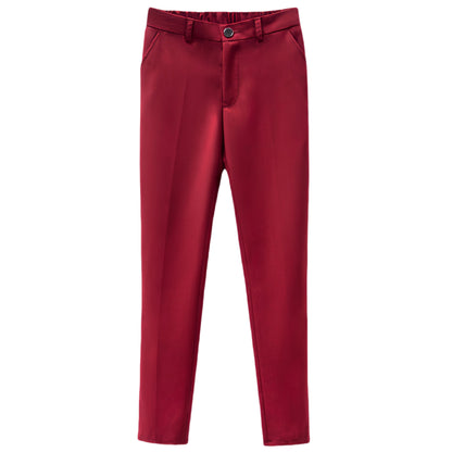 Boys Dress Pants Kids School Uniform Pants Slim Fit Formal Trousers with Belt Loops, Pleated, Elastic 5-13 Years